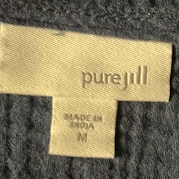 PureJill, 100% Cotton, Cap Sleeves, Wrap Front, Scoop Neck Top, Lapis Blue, M - Picture 5 of 7